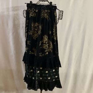 Black & Brown Mixed Pattern Tiered Skirt